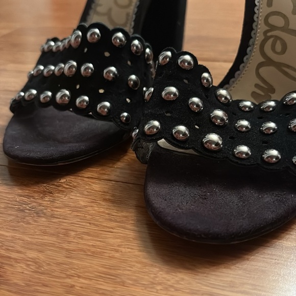 Sam Edelman Black Studded Women's Heels - size 8.5 - open toe - great condition - Picture 3 of 8